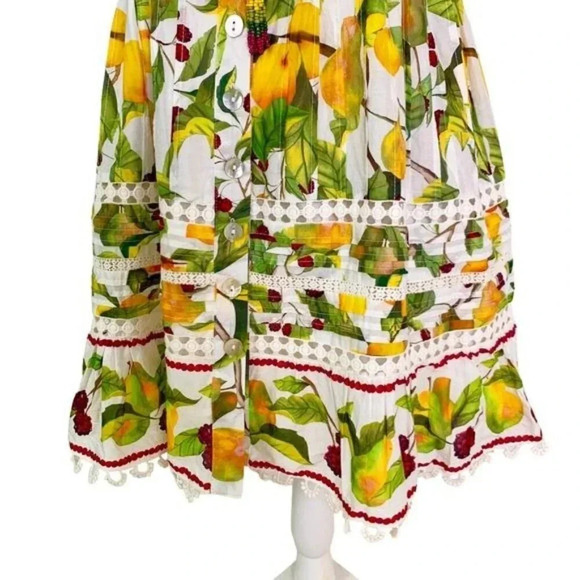 Farm Rio Fruit Orchard Mini Dress with Crochet Details Off White Size XS NWT - Picture 8 of 15
